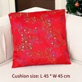 Red 45x45cm Christmas cushion cover with colorful star patterns on a white sofa - Colorful Stars (Red)