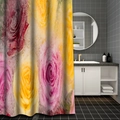 Dettaglio della tenda da bagno impermeabile con rose rosse realistiche e gocce d'acqua 3D - 90*180cm / YS--D Rose Colorate Miste