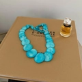 Collana bohémien con perle tonde blu stile turchese e chiusura in argento lucido - Blu / Catena Argentata
