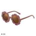 Dusty pink flower-shaped sunglasses for kids with brown PC lenses and UV protection - Kids / C20 Purple Frame Brown Lens