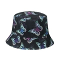 Reversible bucket hat with colorful butterfly print on black polyester fabric - 58cm / Black Gradient Butterfly