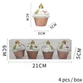 Set di 4 decorazioni natalizie a forma di cupcake oro rosa in confezione regalo - Cupcake / Scatola da 4 pezzi / caffè