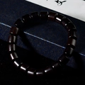 Sandalwood barrel bead bracelet with dark brown wood grain for men and women - African Blackwood Barrel Beads / 8mm x 22 Pieces / Dark Brown