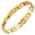 Pulsera magnética de acero inoxidable 316L dorado con patrón de pirámide y piedras de circón - Estilo de Hombre / Dorado