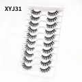 10 pairs of black cat eye half eyelashes style XYJ31 in a white plastic tray - Curled Voluminous Style (XYJ31) / 10 Pairs Set