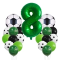 Soccer party balloon set featuring a green number 8 foil balloon and latex balloons - Number 8 Set