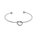 Minimalist silver stainless steel open knot cuff bracelet with polished spherical ends - Steel