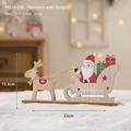 Decoración navideña de mesa de madera trineo de Papá Noel y reno, 33x15,5x4 cm - Reno y Trineo