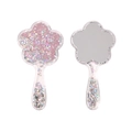 Sparkling pink star sequin flower-shaped hand mirror with smooth reflective surface - Handheld Mirror / Pink