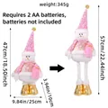 Pink sequin Christmas snowman doll with telescopic legs for adjustable height - Pink Telescopic Snowman / Pink Sequin Hat