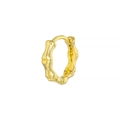 Golden bamboo style geometric hoop earrings with polished metallic finish for women - Bamboo Joint / Gold