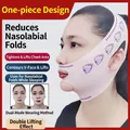 Masque de levage élastique rose en V pour le remodelage du visage et fermeté - Tissu Nylon Haute Élasticité / Masque facial en V / Rose clair Fleur d'éventail