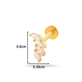 Gold leaf labret stud featuring marquise-cut crystals and a secure flat back base - Curved Leaf Branch (0159-3#) / Gold Yellow