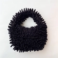 Fashionable black chenille plush handbag with a unique soft texture marshmallow style - Black