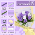 DIY Tulip Pipe Cleaner Kit with purple and white stems for handmade floral bouquets - Purple Flower Bouquet Set