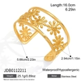 Three-row hollow daisy pattern stainless steel open cuff bracelet with dimensions info - Daisy Three-Row Hollow Style (JDB0112211)