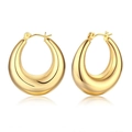 Polished gold chunky hoop earrings for women made of durable stainless steel - Chunky Arc Hoop (EH-288G)