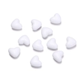Top-down view of eleven solid white heart-shaped acrylic beads for DIY jewelry making - 9*10.5mm/50Pcs / White