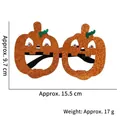 Glinsterende oranje pompoen Halloween-bril met groene bladeren en 15,5 cm breedte - Pompoen Oogbollen