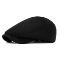 Casquette plate classique noire en coton mélangé avec couture latérale incurvée - L(58-60cm) / Noir Uni