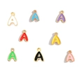 Colorful enamel letter A charms in 8 assorted colors with golden alloy metal borders - Letter A / Black