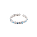 Silver Evil Eye open ring with blue enamel and sparkling cubic zirconia stones - Adjustable Open / Silver-Light Blue