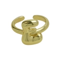 Polierter 18k Gold Bubble Ring mit abgerundetem Buchstaben E Design und verstellbarem Band - Buchstabe E / Gold