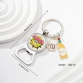 Super Dad bottle opener keychain with beer mug and bottle charms in silver metal - Super Dad Mustache Pop Art Style (7)