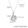 Collana a libro in acciaio inossidabile argento con incisione My Little Angel e cuore - Color Acciaio Stile Angelo (RP022)