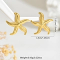 Golden starfish stud earrings with textured surface for beach vacation style - Textured Starfish Style (FYD6205)
