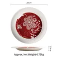 Mandala style 28cm red floral ceramic plate with embossed edge and 2.5cm height - Vintage Butterfly Flower (11 Inch)