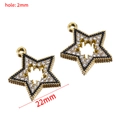 Ciondolo a stella in lega dorata da 22mm con smalto nero, strass e misura indicata - Ciondolo a stella con bordo nero (22mm) / Oro KC