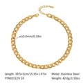 Detail of 10mm golden stainless steel Cuban chain necklace with dimensions and weight info - Cuban Link Style (YYN025129-10)