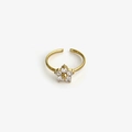 Adjustable golden flower ring with sparkling crystal petals and elegant open band design - Adjustable Open / White Flower Zirconia
