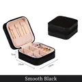 Portable black PU leather jewelry box with pink velvet lining and 10x10x5cm dimensions - 10*10*5cm / Glossy Black