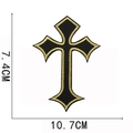 Detailed view of gold and black cross embroidered patch measuring 10.7cm by 7.4cm - No.10-Black with Gold Border (W22SZJ-045-10)