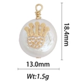 Baroque pearl pendant with crown detail, showing dimensions 18.4mm by 13.0mm and 1.5g weight - DZ-1402 Clear Zirconia Crown