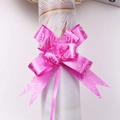 Bright pink 18mm gift pull bow with gold rose floral pattern for festive gift wrapping - Rose Red Rose
