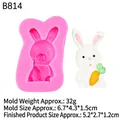 Cute bunny silicone mold with carrot design for DIY chocolate and cake toppers - 4# Rabbit / Pink