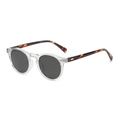 Retro round kids sunglasses with clear frames and brown tortoiseshell temples - Polarized C9 / Trans White Tea Tortoise Frame Grey Lens