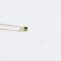 Minimalist square black pendant necklace with gold letter L on a fine golden chain - L