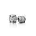 Silver stainless steel spacer bead with diamond-knurled texture for DIY jewelry - 10x10x5.1 Net Stripe Barrel / Steel