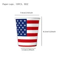 Set of 10 US flag paper cups for Independence Day parties with 9oz capacity - 9OZ Paper Cups 10PCS