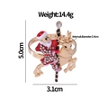 Santa on reindeer napkin ring in gold finish with dimensions and weight data - Santa Riding Reindeer