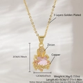 Pink heart zircon cross pendant necklace with a 18k gold-plated copper chain - Gold Plated Pink Zircon NAC12-7
