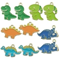 Lot de 10 pendentifs dinosaures colorés en émail pour création de bijoux DIY - Lot de 10 pièces mélangées