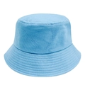 Minimalist light blue cotton bucket hat with multi-row stitching on the brim - Light Blue