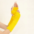 Neon yellow knit fingerless arm warmer sleeves with ribbed texture for men and women - Light Yellow