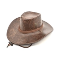Cappello da cowboy marrone con trama a foglie e sottogola regolabile - M (56-58cm) / caffè