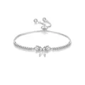 Dettaglio macro del bracciale regolabile argento con ciondolo a farfalla in zirconi - Bracciale Farfalla Argento